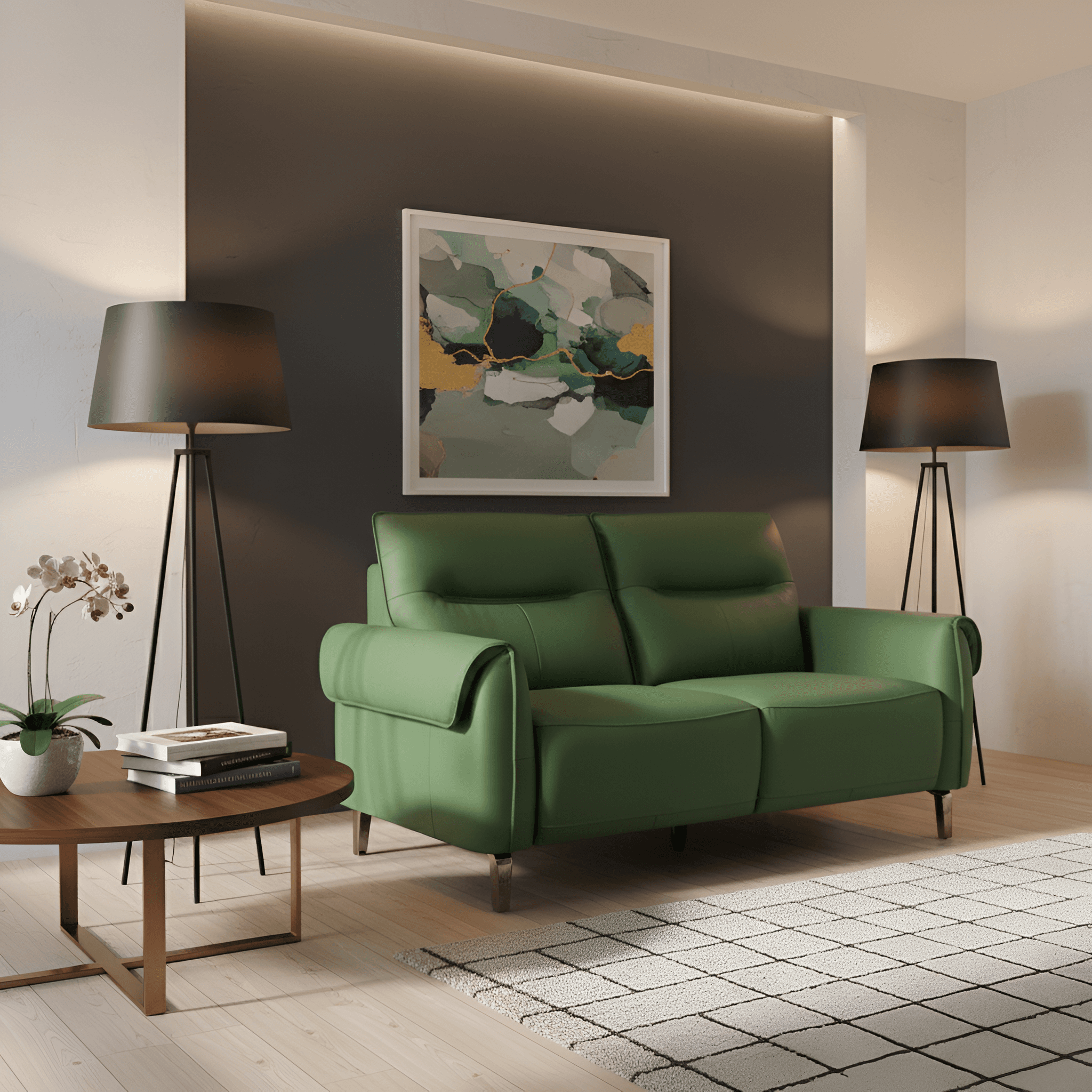 Green Velisse 2 Seater Sofa [Artificial Leather] thumbnail 1