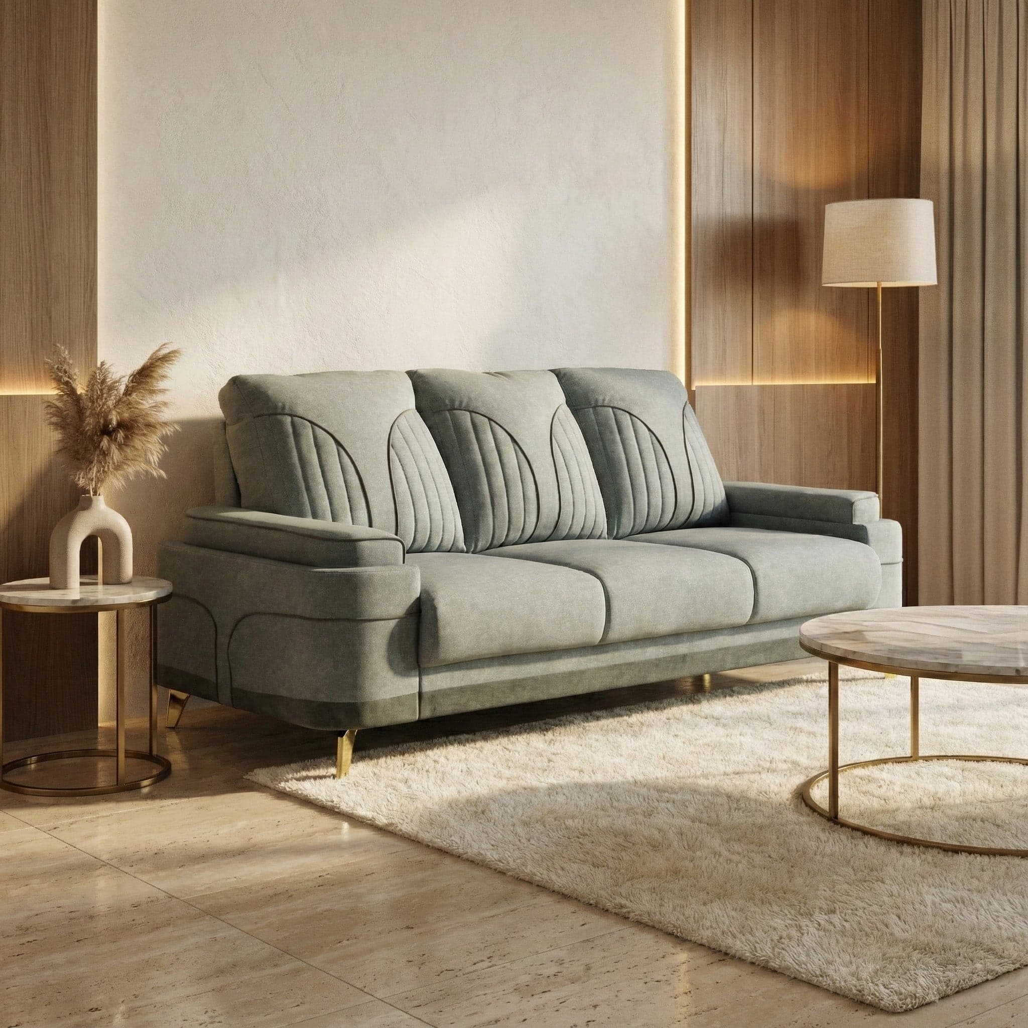 Grey Milan 3 Seater sofa [Backrest: Fabric] thumbnail 1