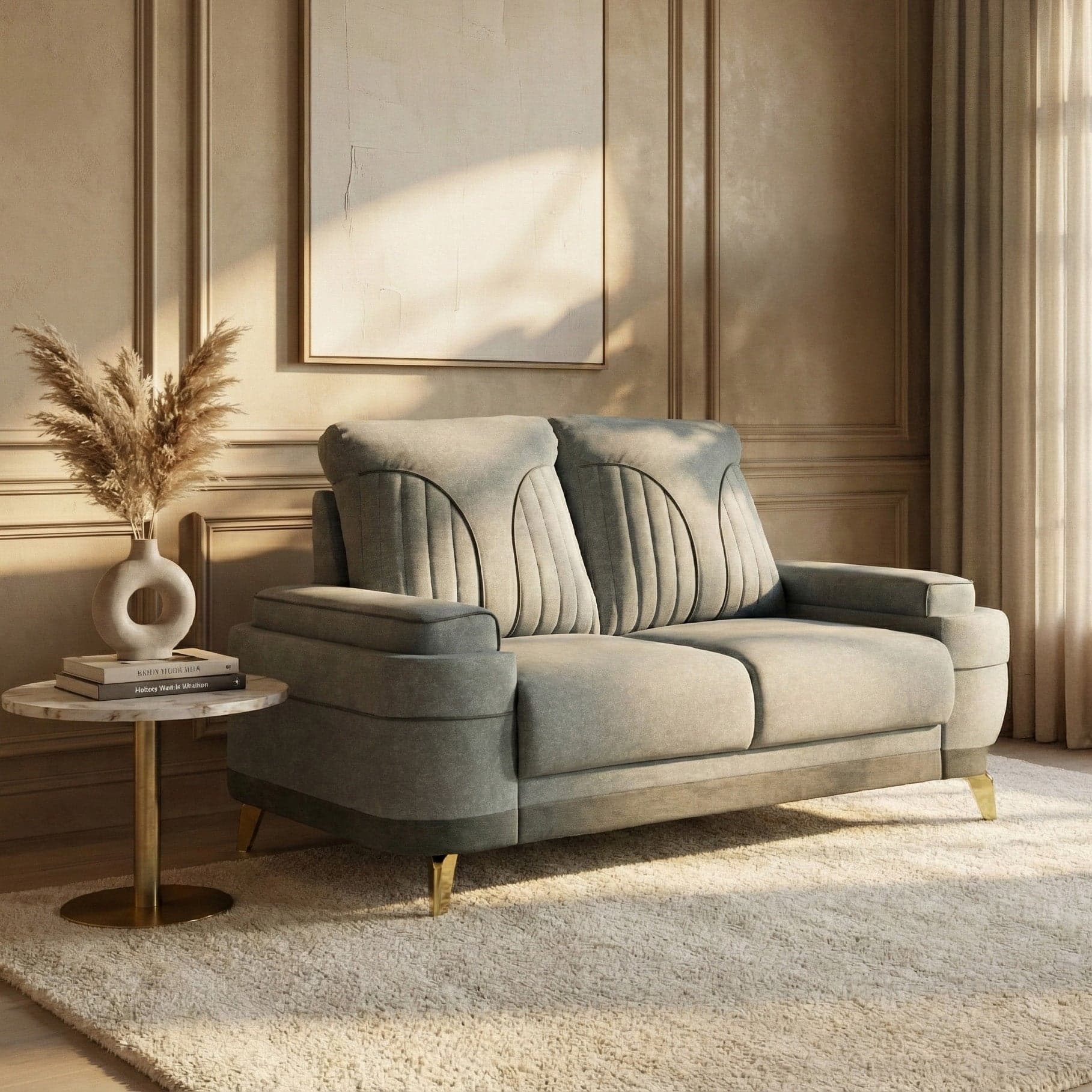 Milan Grey 2 Seater sofa [Backrest: Fabric] thumbnail 1