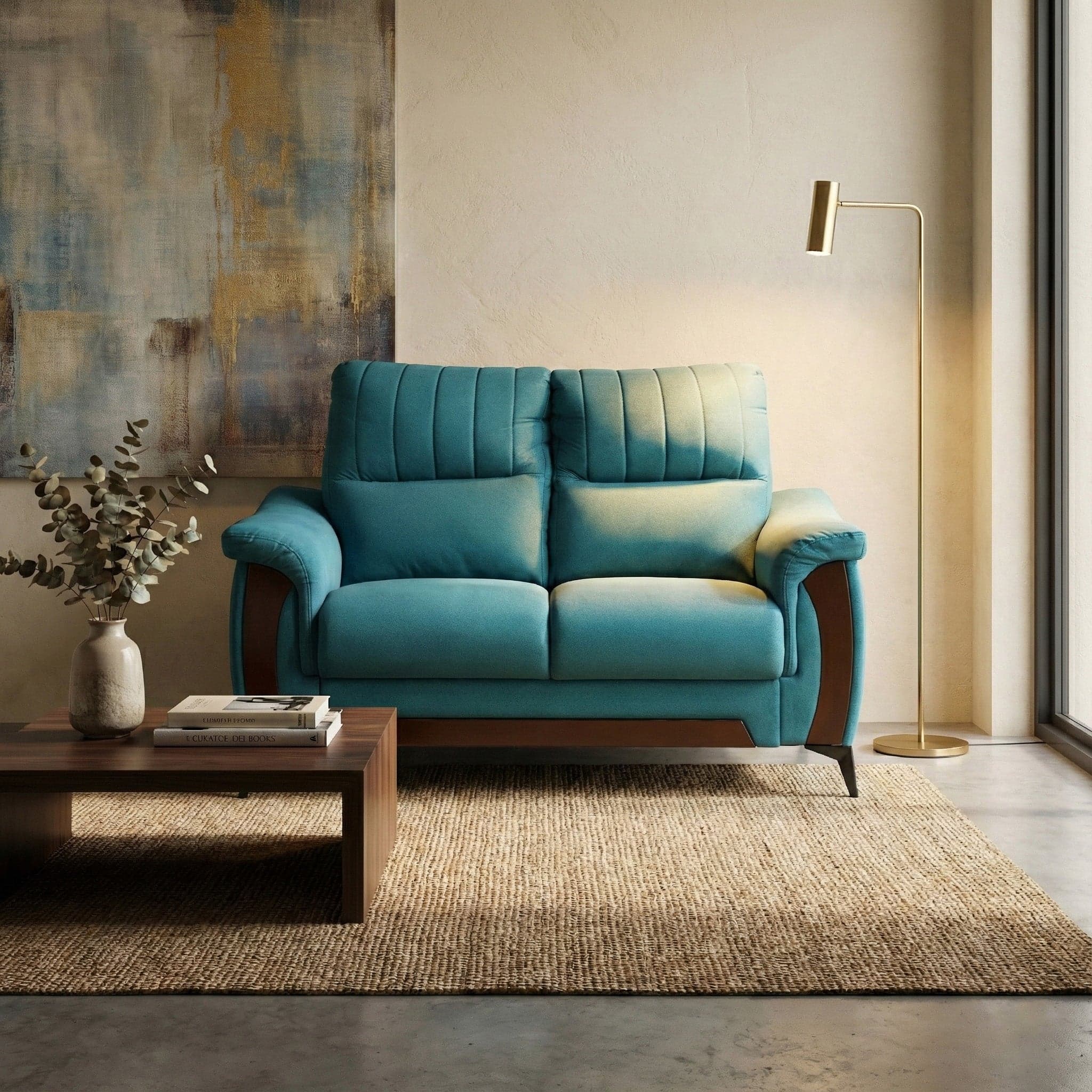 Omega Blue Monty 2 Seater Sofa [Backrest: Fabric] thumbnail 1