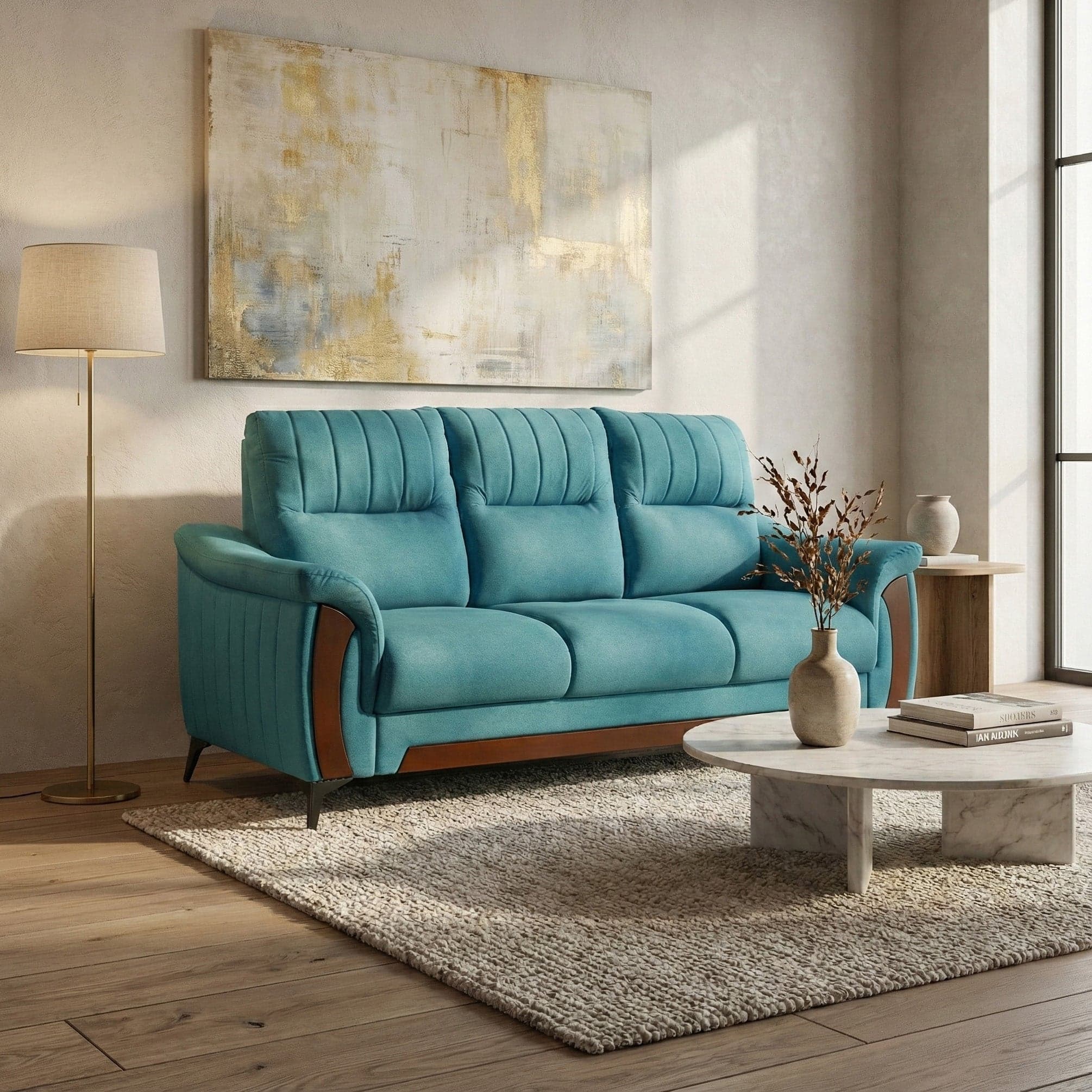Omega Blue Monty 3 Seater Sofa [Backrest: Fabric] thumbnail 1