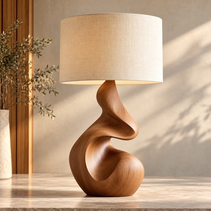 Kiri Sculptural Solid Walnut Table Lamp thumbnail 1