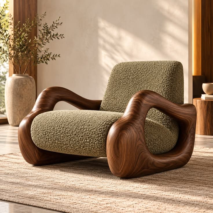 Torus Biomorphic Walnut Lounge Chair thumbnail 1