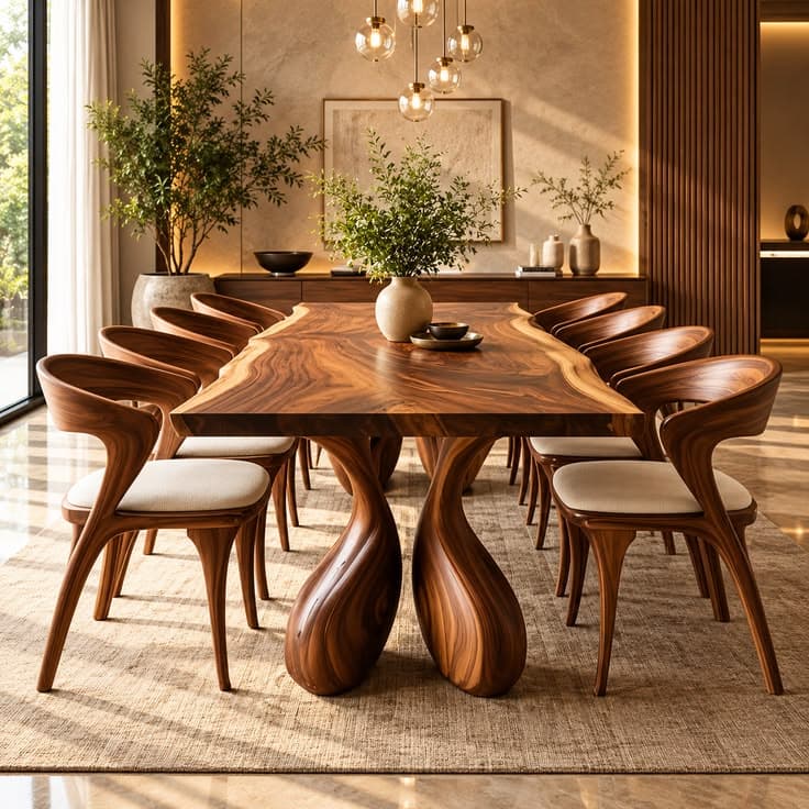 Kaida Sculptural Live-Edge Dining Table thumbnail 1