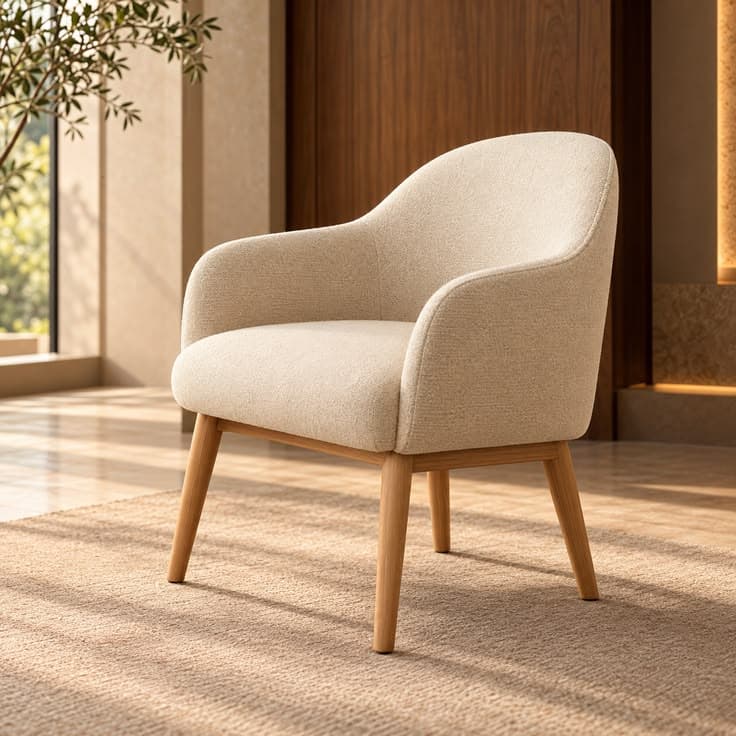 Sora Curved Bouclé Accent Lounge Chair