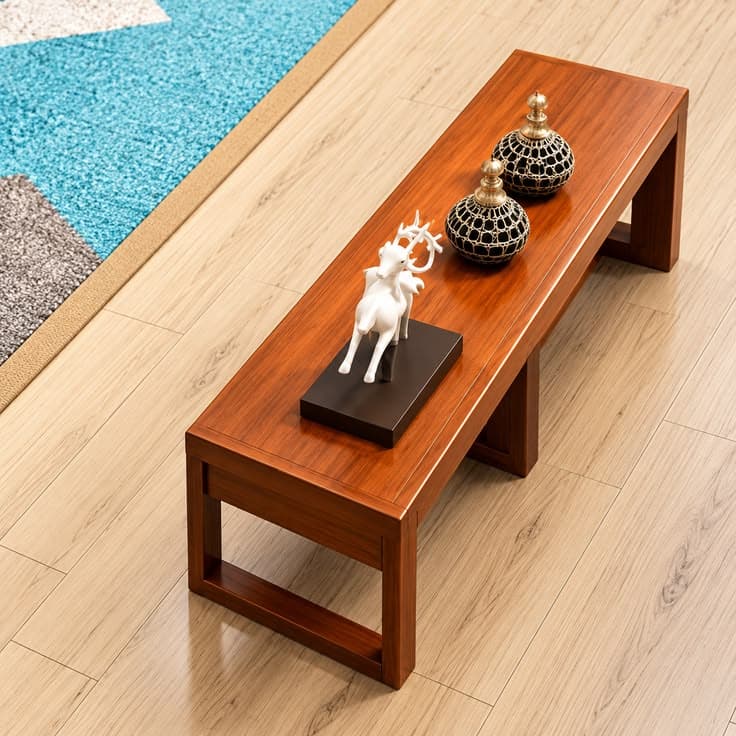 Nara Solid Teak Low Accent Bench — Luxury Modern Furniture by LOG